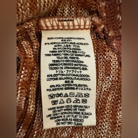 Free People Oversized Rust Orange Sweater with Lace Accents Women’s Size Small - Picture 12 of 13